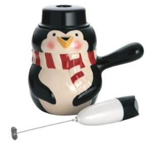 2 piece penguin pot and frother set
